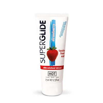 Lubrifiant pe bază de apă, Hot, Superglide, căpșuni, 75 ml