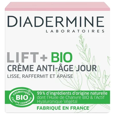 Cremă anti-îmbătrânire, Diadermine, Lift+ Bio, 50ml, 99% ingrediente naturale