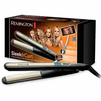 Placă de Îndreptat Părul, Remington, Sleek & Curl, Negru