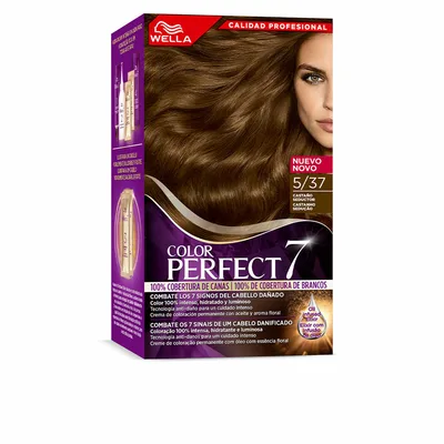 Vopsea permanentă, Wella, Color Perfect 7 5/37, păr gri, maro, 60 ml