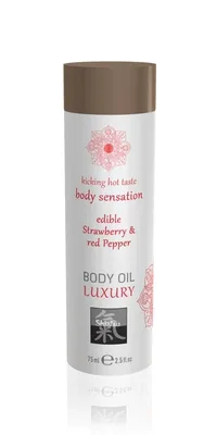 Ulei de corp, Shiatsu, 75ml, căpșune și ardei roșu