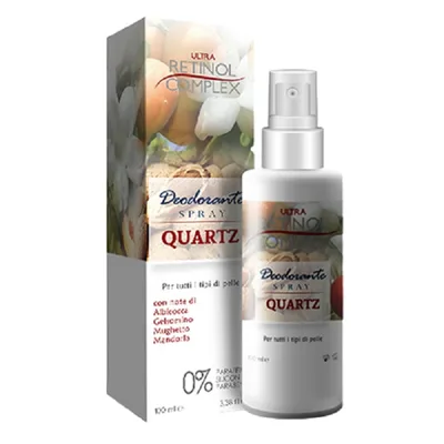 Deodorant spray parfumat Quartz pentru piele delicata si sensibila, Ultra Retinol Complex, 100 ml