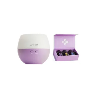 Set Difuzor Petal doTERRA +Intro Kit doTERRA, 3x5ml, menta, lamaie si lavanda+ 1 ulei esential de 10 ml si 1 recipient r...