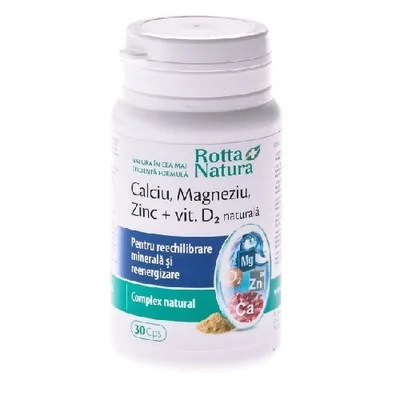 CALCIU, MAGNEZIU, ZINC+VIT. D2 NATURALA 30CPS