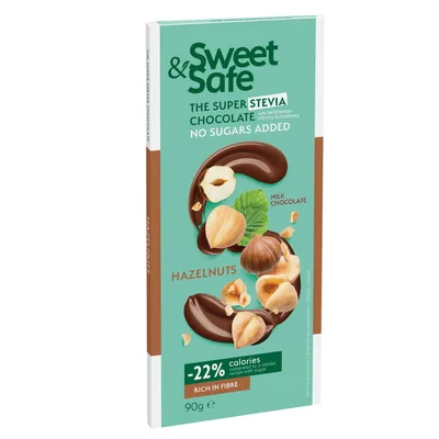 CIOC.LAPTE&ALUNE CU INDULCITOR STEVIE 90GR SWEET&SAFE