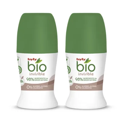 Deodorant roll-on, Byly, BIO Natural 0%, invizibil, set 2 bucăți