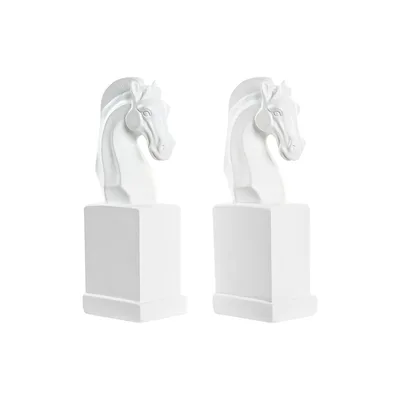 Set 2 suporturi cărți, DKD Home Decor, rășină, alb, 10 x 7 x 24 cm