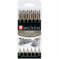 Set Finelinere, Talens Sakura Pigma Micron, 6 buc, negru