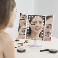 Oglindă de machiaj, InnovaGoods, LED, alb, pliabilă