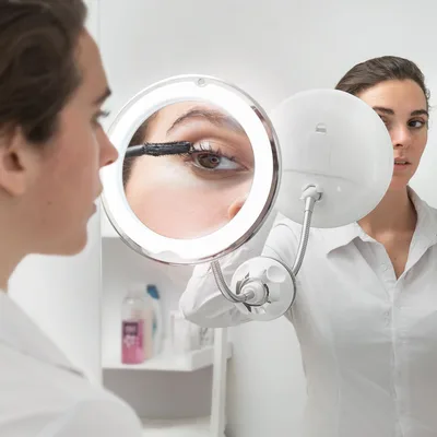 Oglindă cu lupă LED, Mizoom InnovaGoods, alb-argintiu, 5x mărire