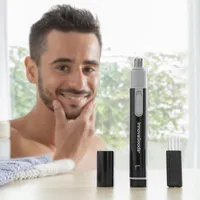 Trimmer păr nas și urechi, VISION TRADING, model ergonomic, negru-gri