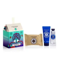 Set Cadou, L'Occitane, Shea Butter, cremă de mâini, săpun, cremă de corp, bej