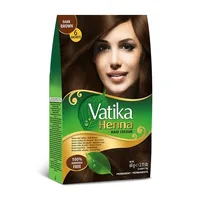 Vopsea de păr Dabur, Henna, plicuri 10g, castaniu închis