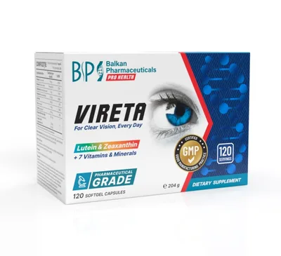 Balkan Pharmaceuticals Vireta BP – capsule cu minerale si vitamin pentru ochi - 120 cps
