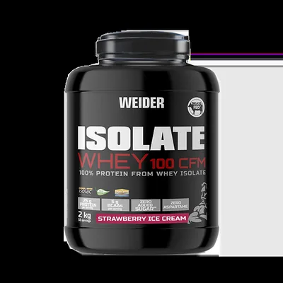 Pudră proteică izolat zer, Weider Isolate Whey 100 CFM, căpșuni, 2 kg