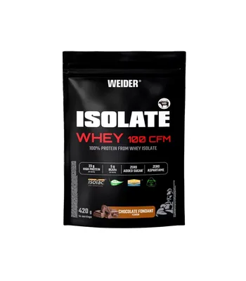 Pudră proteică din zer WEIDER Isolate Whey 100 CFM, ciocolată fondant, 420 g