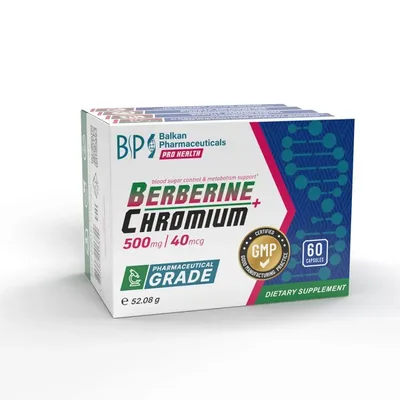 Supliment alimentar, Balkan Pharmaceuticals, Berberine + Chromium, 60 capsule