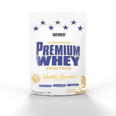 Proteine din zer, Weider, Premium Whey, vanilie-caramel, 500g