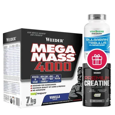Supliment nutritiv Weider Mega Mass 4000, vanilie, 3 kg