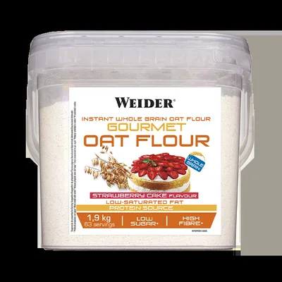 Făină integrală de ovăz, WEIDER, Gourmet Oat Flour, 1,9 kg, aromă de căpșuni