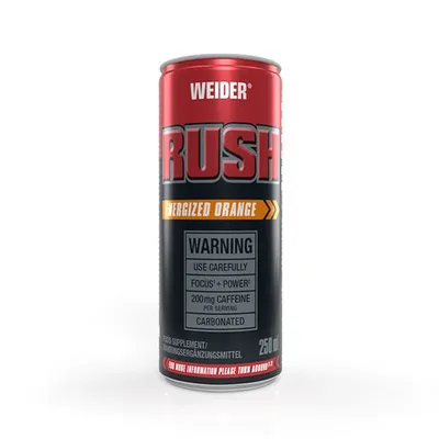 Băutură carbogazoasă pre-workout, Weider Rush RTD, portocale, 250 ml