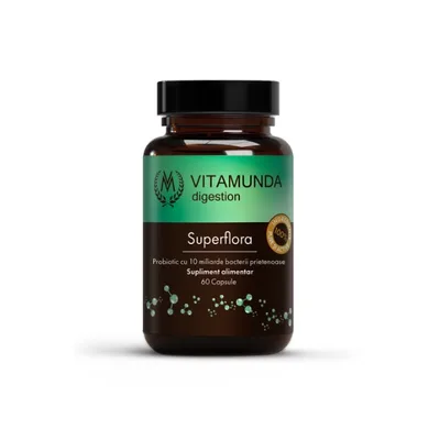 Hypernatura Vitamunda Superflora - probiotic cu 10 miliarde bacterii vii per capsula - 60 cps
