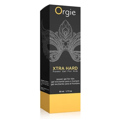 Gel lubricant pentru masaj intim, Orgie, Xtra Hard Power Gel For Him, 50 ml, negru