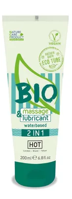 Ulei de masaj și lubrifiant HOT BIO 2in1, 200ml - pentru masaj erotic și alunecare perfectă