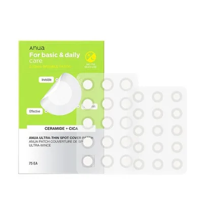 Anua Ultra-Thin Spot Cover Patch Invisible Hydrocolloid Patch for Face, 75 buc., Culoare transparentă