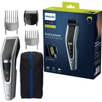 Mașină de tuns, Philips 5000 Series, lavabilă, 3 piepteni, negru, argintiu