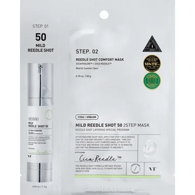 Mască facială Vt Cosmetics Mild Reedle Shot 50, set 2 pași, capacitate 15ml+26g