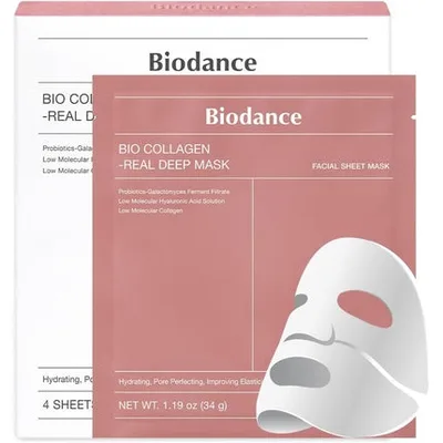 Mască Facială Hidratantă Biodance Bio-Collagen Real Deep Mask, 34g, 4 buc