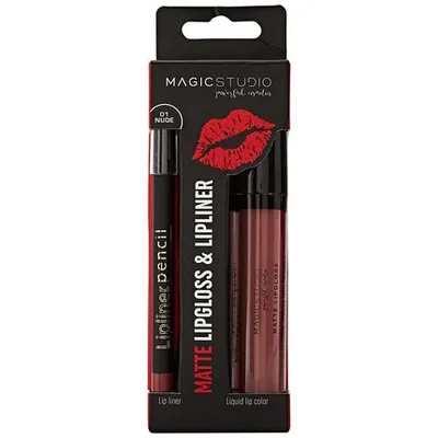 Set Lip Gloss & Creion, MagicStudio, nude, mat