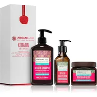 Set Cadou Hair Care, Arganicare, Program de Regenerare și Întărire cu Keratină, 3 produse (șampon, serum, mască)