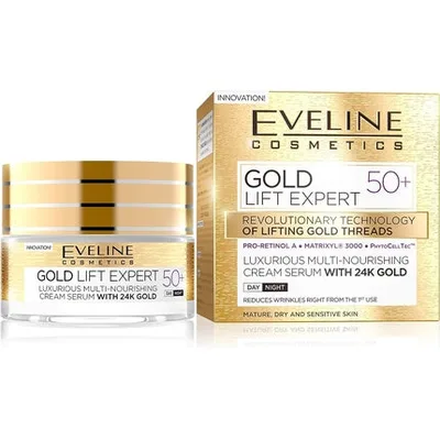 Cremă-serum anti-riduri, Eveline Cosmetics, Gold Lift Expert, 50ml