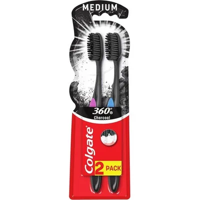 Periuță de dinți, Colgate, 360 Charcoal, negru