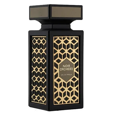 Flavia Noir Orchidee Eau De Parfum 90ml, sticlă neagră cu design geometric auriu