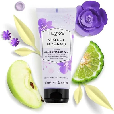Crema pentru Mâini și Unghii I Love Violet Dreams cu Unt de Shea, 100ml