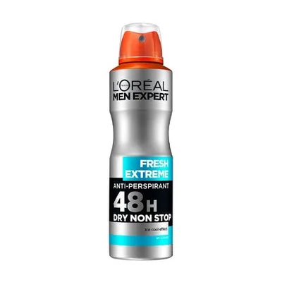L'Oréal Paris L'Oreal Men Expert Fresh Extreme Spray Deodorant, 150ml, Argintiu cu Accente Portocalii