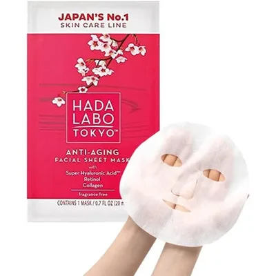 Hada Labo Tokyo, Masca de față tip foaie, Anti-Aging, Roșu, 20 ml