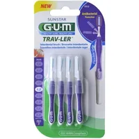Periuță interdentară, Sunstar GUM Trav-Ler, set 4 buc, mov