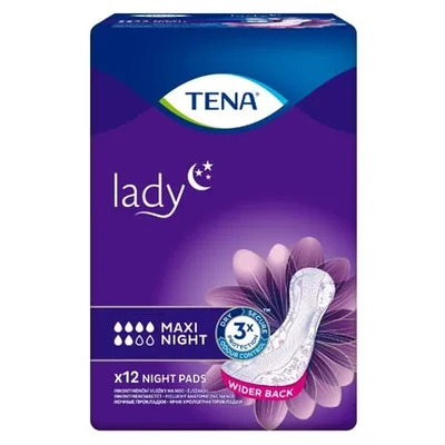 Tena Lady Maxi Night Anatomical Insoles, Tena, x12 buc