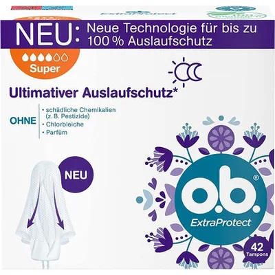 Tampon O.B, ExtraProtect, Super, alb, 42 bucăți
