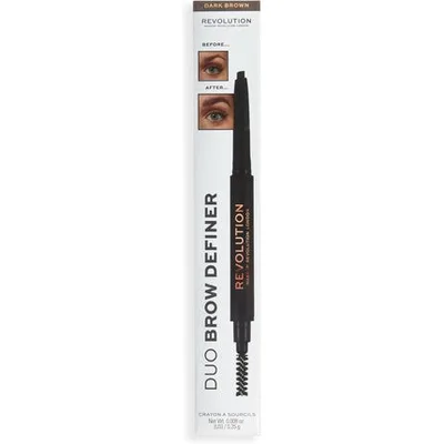 Creion sprâncene, Makeup Revolution, Duo Brow Definer, maro închis