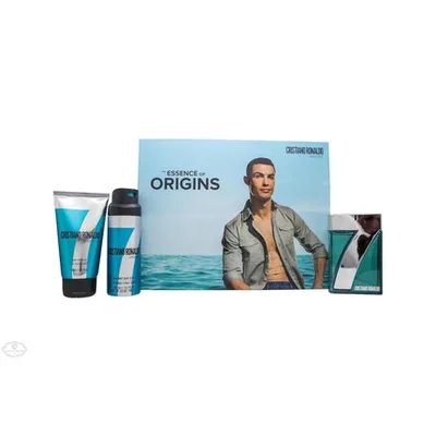Set Parfum Cristiano Ronaldo, Essence of Origins, Apa de Toaletă 150ml + Gel de Duș 150ml, Albastru, Masculin