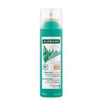 Șampon uscat Klorane pentru păr închis la culoare cu urzică și vitamină E, 150 ml