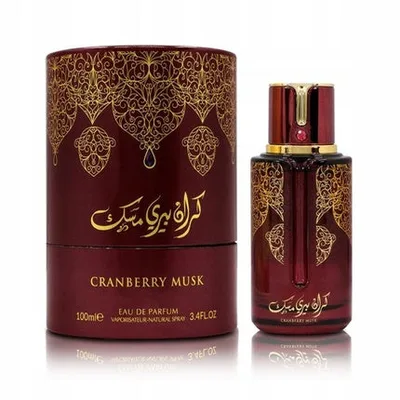 Perfum Al Rehab Cranberry Musk, Culoare Roșu Vișin, Design Ornamente Aurii