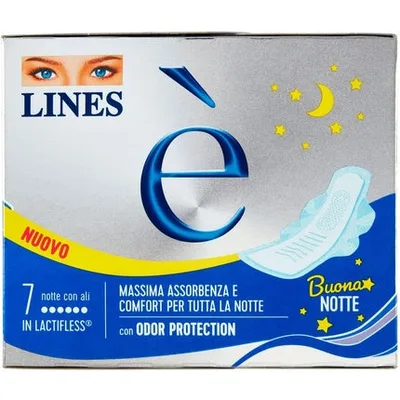 Absorbante igienice Lines Night cu aripioare, 7 bucati