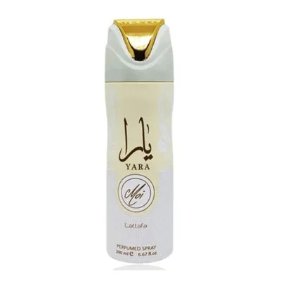 Deodorant Spray Lattafa Yara Moi, alb cu elemente aurii, 200ml
