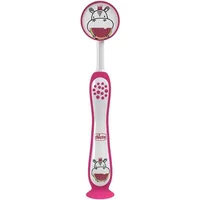 Periuță de dinți copii, Chicco, fuchsia, tema hipopotam